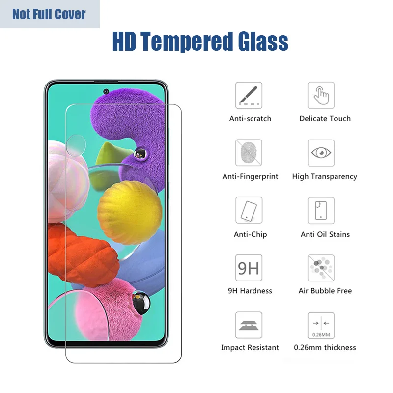 mobile protector Screen Protector On Galaxy A51 5G A21S A31 A41 A42 F41 Tempered Glass On Samsung A71 5G A02S A11 A12 A01 A2 core Protective film cell phone screen protector