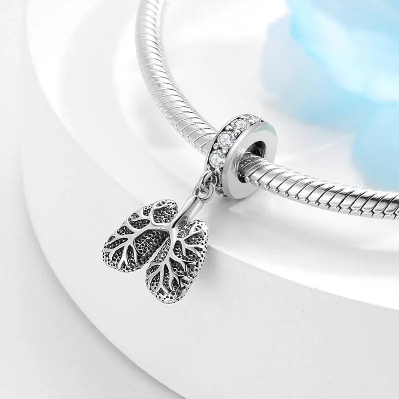 100% 925 Sterling Silver Brain Modeling Heart Hat Charm  Pendant Fits Original Designer  Charm Bracelets Jewelry Making 2