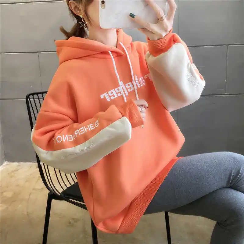 Корейский стиль, женский свитер, женские толстовки, Sudadera Harajuku, повседневные свободные джемперы с буквенным принтом,, Moletom Feminino