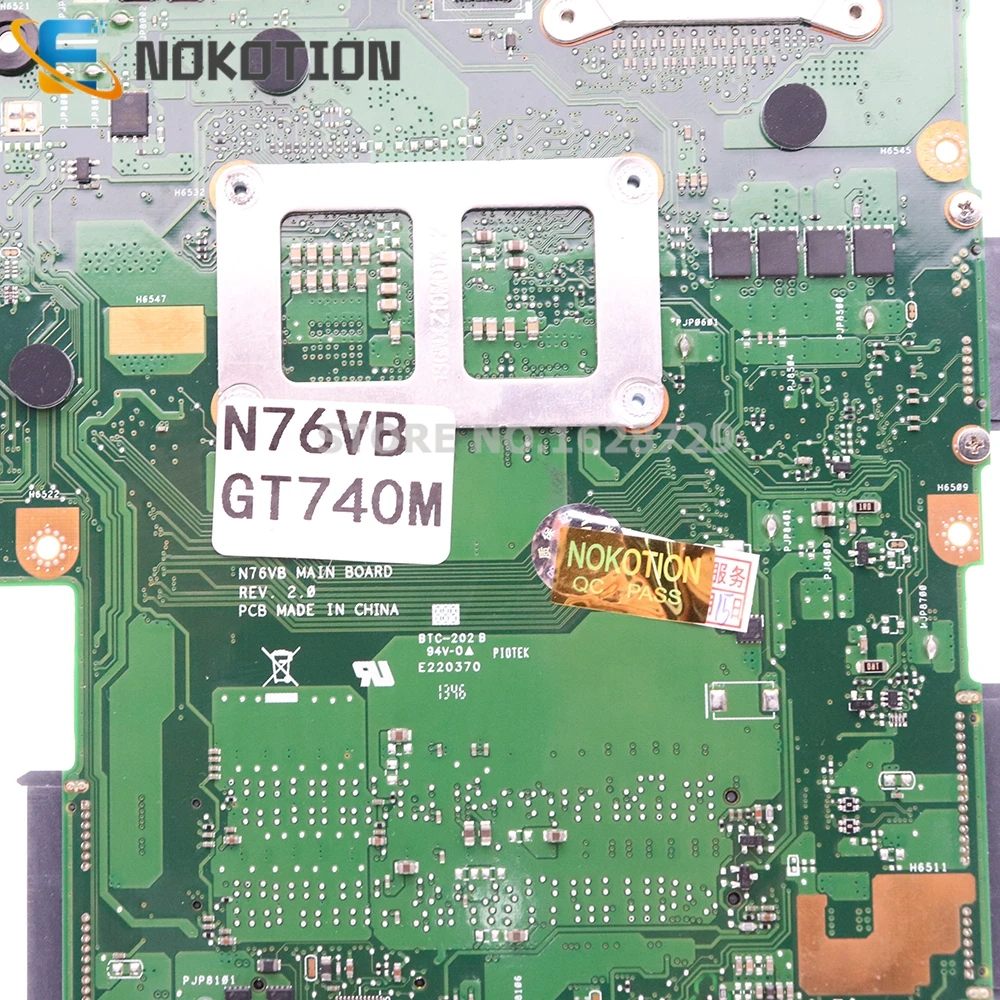 NOKOTION N76VB MAIN BOARD For ASUS N76V N76VB N76VJ N76VM N76VZ.