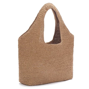 

Korean Version Of Ins Wind Beach Holiday Wind New Pure Hand Woven Single Shoulder Simple Pure Color Straw Bag