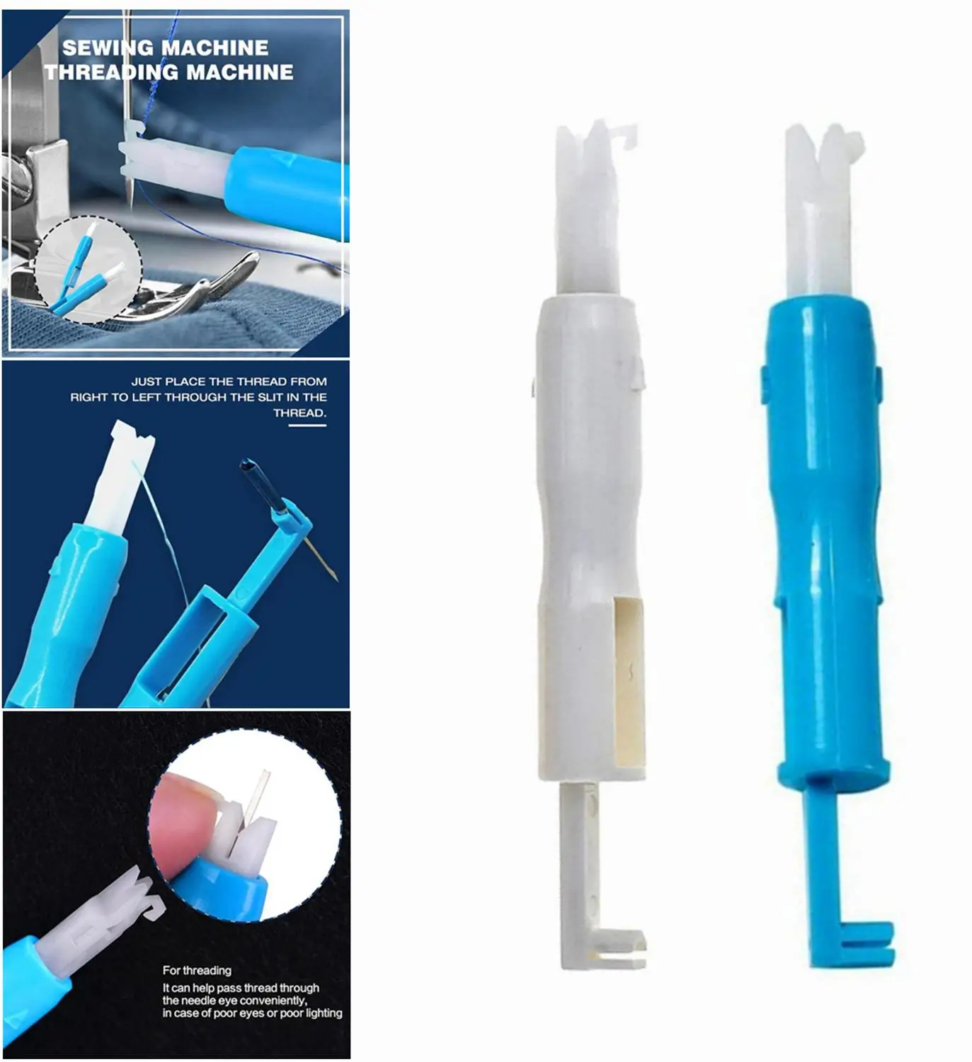Enhebrador de cable de plomo, accesorio de herramientas de costura, máquina de coser automática, dispositivo para aguja cambiador, herramienta enhebradora, color blanco, 1 ud., 5BB5444