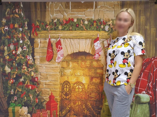 Фон для фотосъемки с изображением домашнего камина и рождественской елки|Фон