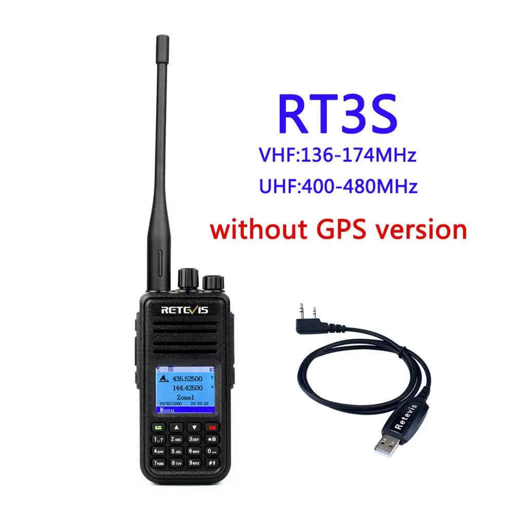 RETEVIS RT3S DMR радио цифровая рация с GPS DMR Ham Радио Amador 5 Вт VHF UHF двухдиапазонное шифрование Совместимо с Mototrbo - Цвет: No GPS