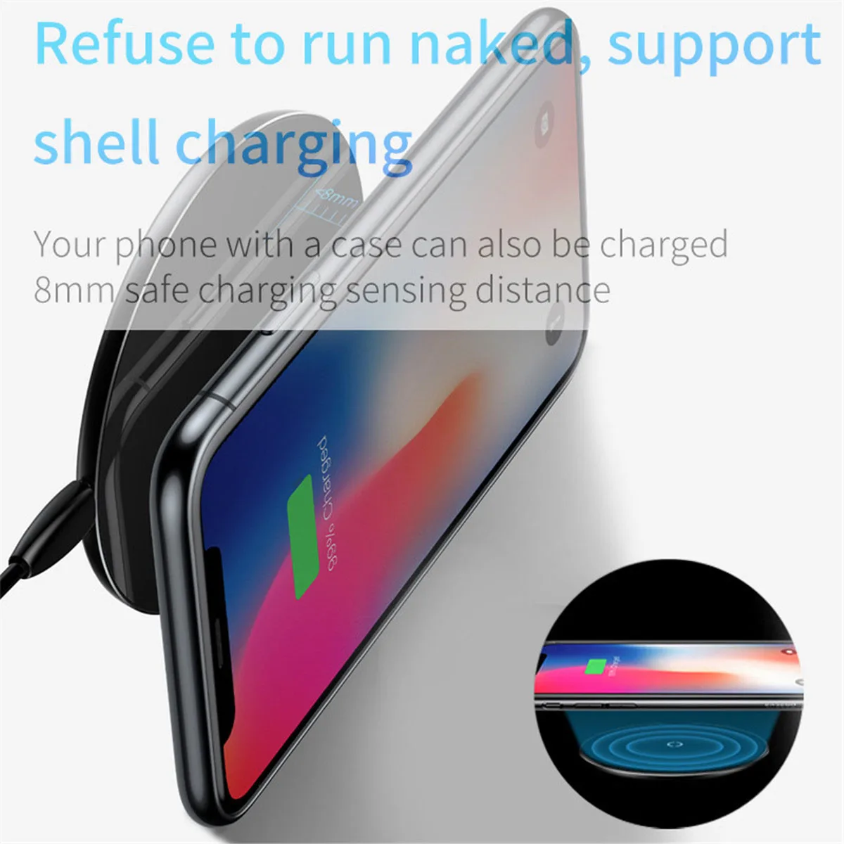 10 Вт Qi Беспроводное зарядное устройство для iPhone XR Xs Max прозрачная Быстрая зарядка для samsung S10 S9 для Xiaomi mi 9 mi X 3