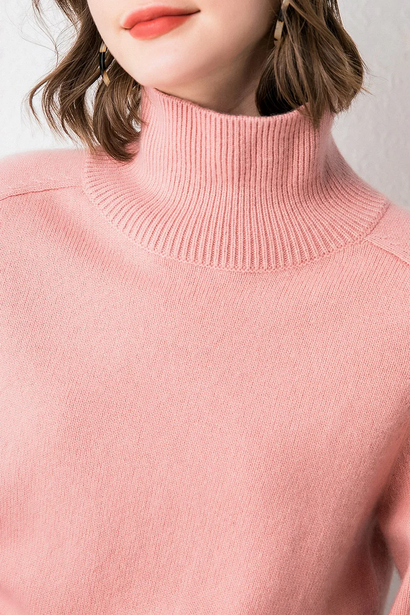 Женский кашемировый свитер Повседневный пуловер трикотажная водолазка однотонный топ с высоким воротником свитер большого размера 19834