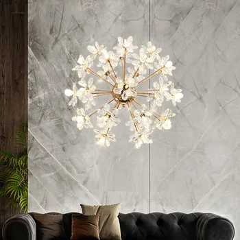 

LukLoy Dandelion Chandelier Large Globe Floral Firework Hanging Lamp Girl Loft Suspension LED Lighting Fixtures Pendant Lights