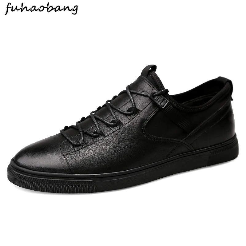 

Men genuine leather shoes High Quality outdoor Elastic brand Fashion classic design slip on Comfortable Men shoes big size 48