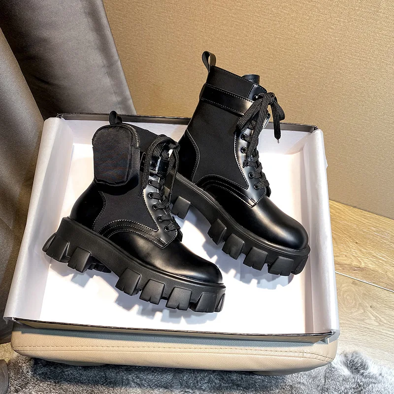 Botas Martin de cuero con correa gruesa para mujer, botas cortas con hebilla de cinturón personalizada, para otoño e invierno, 2021
