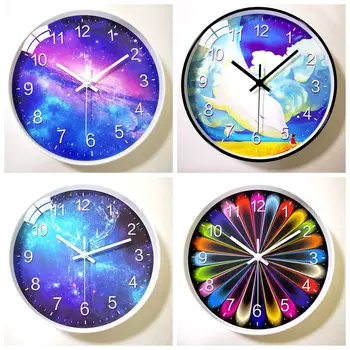 

Clocks and Watches Living Room Creative Simple Atmosphere Quartz Clock Bedroom Clock Mute Round Electronic Clock Modern Wall