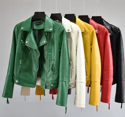 Модная мотоциклетная Женская кожаная куртка 2019 новая кожаная куртка женская кожаная куртка короткая тонкая женская куртка верхняя одежда