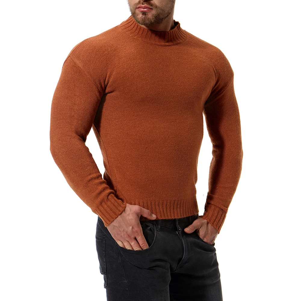 Осенне-зимний мужской тонкий кашемировый теплый свитер с полуворотником, тонкий теплый хлопковый мужской свитер с длинными рукавами