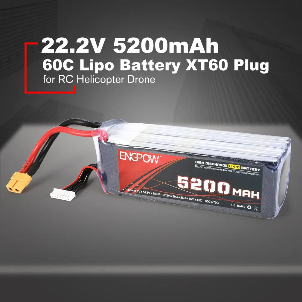 18.5V/22.2V 5200mAh 60C 6S 1P Power Lipo Battery XT60 Plug Rechargeable for RC Racing Drone Quadcopter Helicopter Airplane - Цвет: 22.2V 5200mah 60C XT
