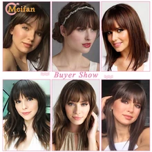  MEIFAN Synthetic 3DAir Bangs Hair Clip-In Bangs Extension Fake Fringe Natural False Bang Topper Hairpiece Invisible Clourse Bang 