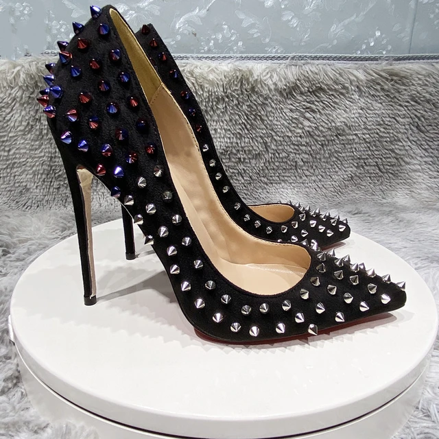 12cm Stiletto Heels Rivets Pointed Toe Shoes Multi Color Studded Wedding  Shoes Spikes Dress Pumps - AliExpress