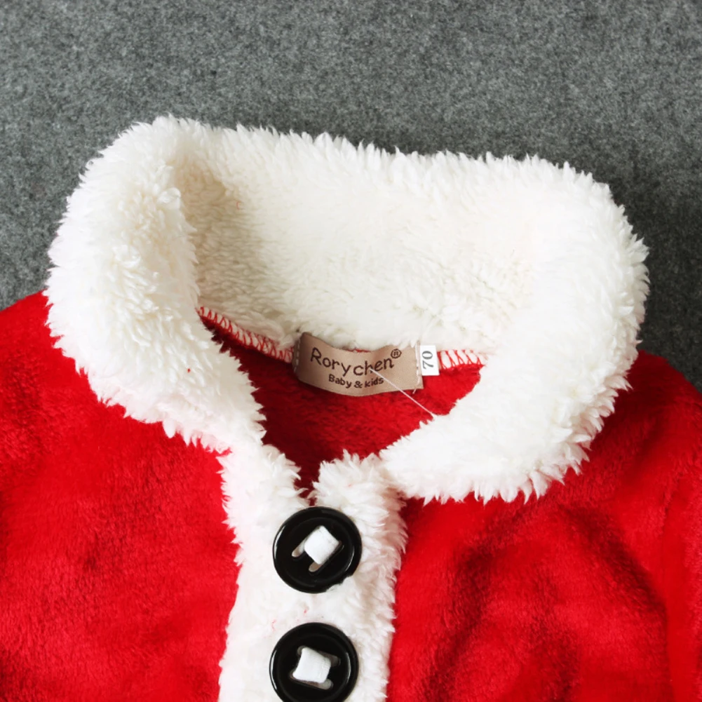 Winter Boys Girls Christmas Clothing Sets 4PCS Suits Thick Warm Santa Claus Costume Fleece Coats+Pants+Hat+Shoes Outfit Set