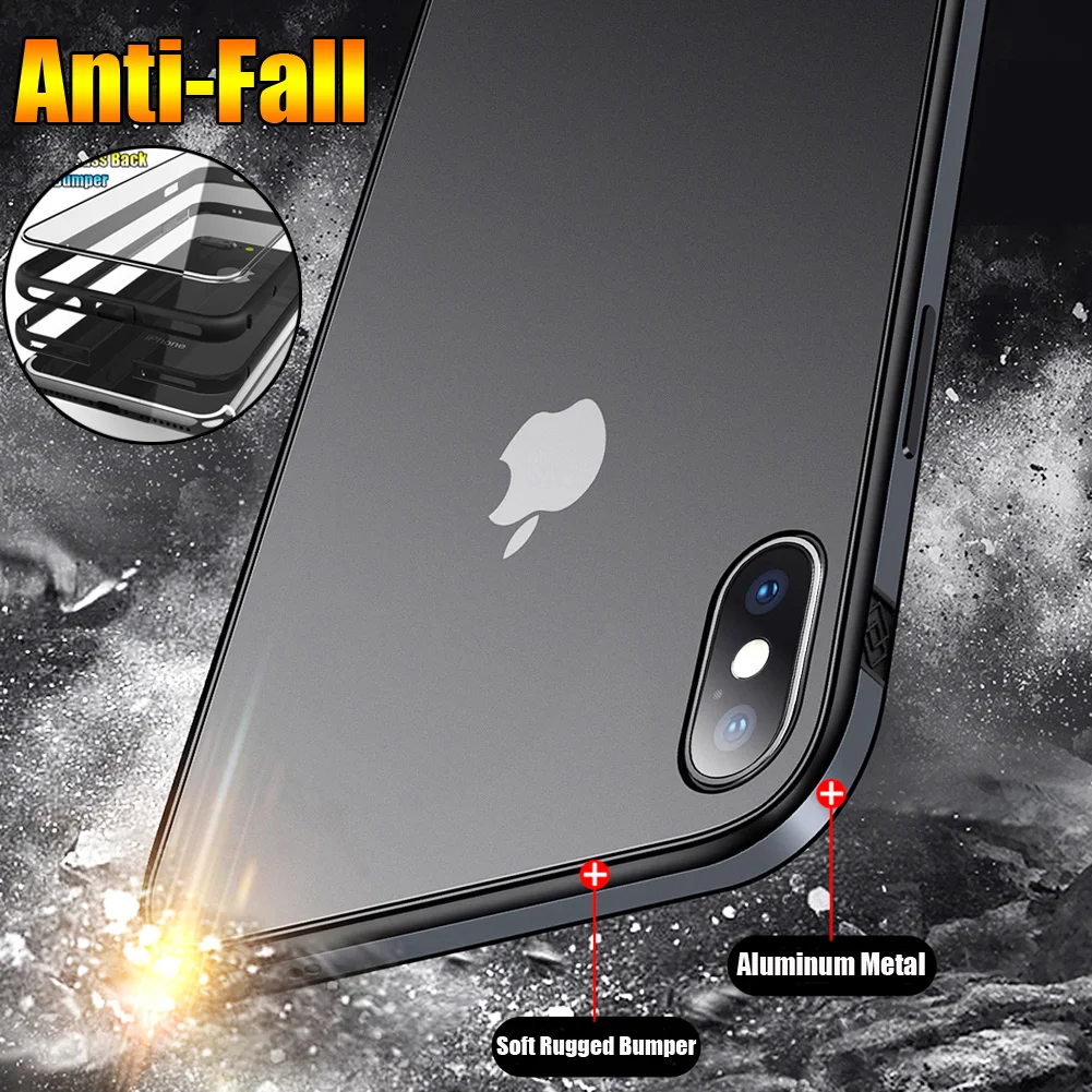 Алюминиевый металлический бампер чехол из закаленного стекла для iPhone XS MAX XR 6 6S 7 8