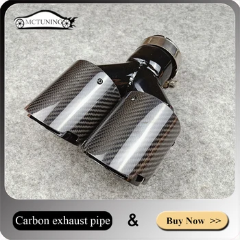 

Universal Carbon Exhaust Pipe Glossy Titanium Black Y Model Muffler Diffuser Stainless steel Nozzle End Tips