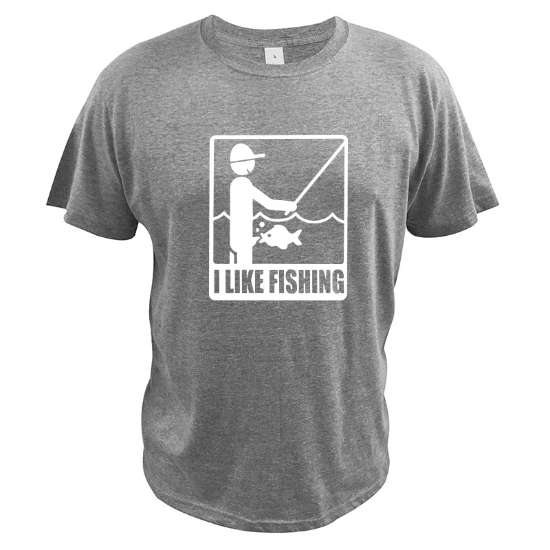 EU Size I Like Fishing T Shirt Funny Men Angling Adult Design