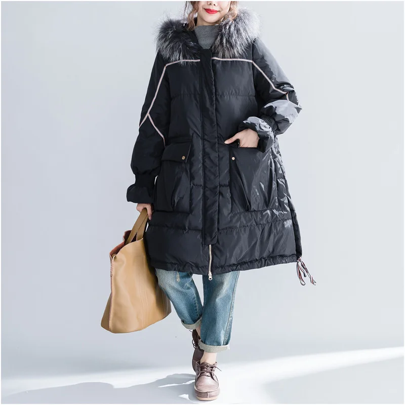 

New Style Large Size Dress Loose Casual Cotton-padded Clothes Winter Fat Mm Slimming Comfortable Warm Cold Cotton Coat