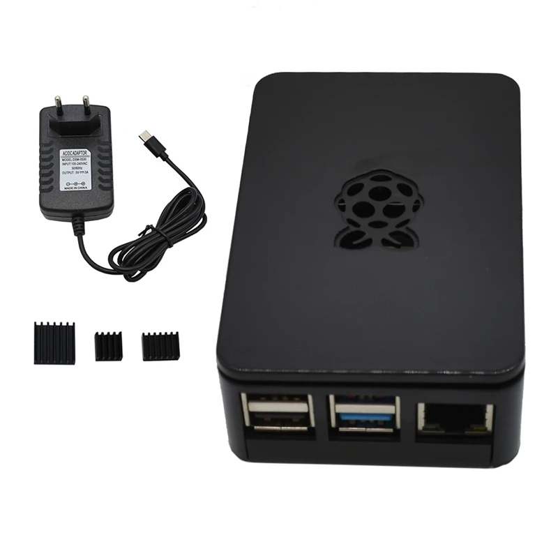 Для Raspberry Pi чехол Корпус коробка V4 с теплоотводом+ 5 В/3A блок питания для Raspberry Pi 4B