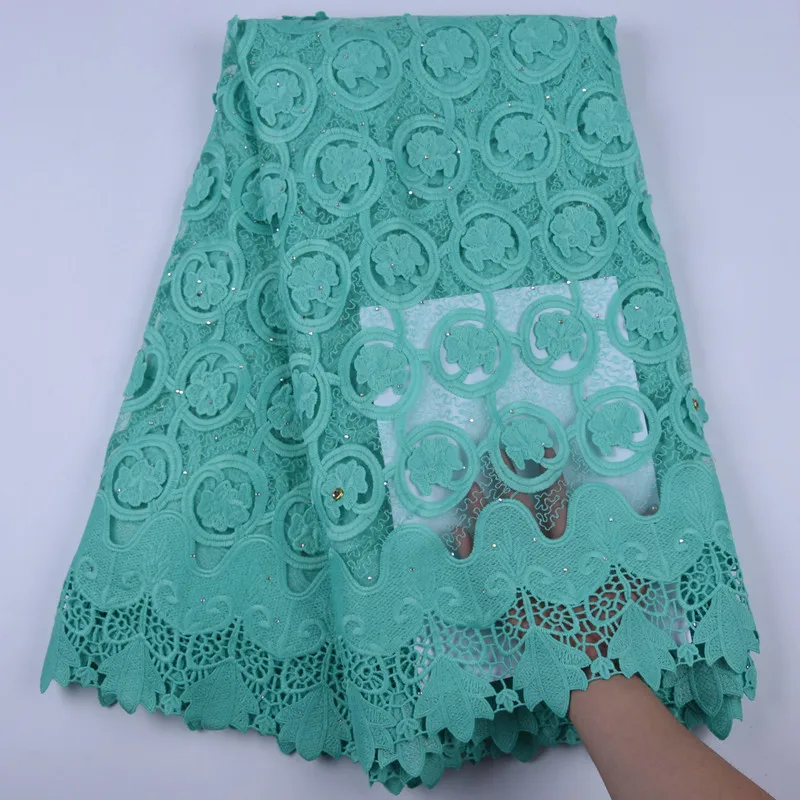 2019New Embroiderey Африканское, французское кружево кружевная ткань с камнями нигерийская Тюлевая Ткань Высокое качество 5Ydars из молочного шелка, LaceA1700