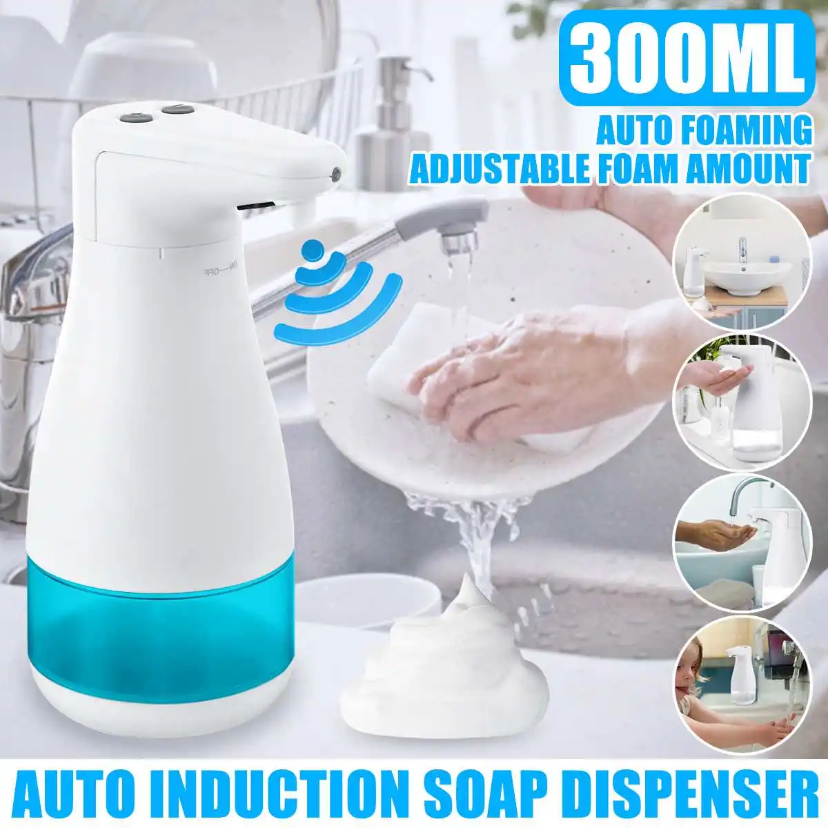 

300ml Automatic Liquid Soap Dispenser Smart transducer Touchless ABS Electroplated Sanitizer Dispensador for Kitchen Bathroom