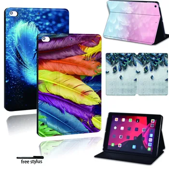 

For Apple iPad 2019 7th 10.2 /iPad Pro 11 2018 2020- Printing Feather Smart Tablet PU Leather Stand Folio Cover case