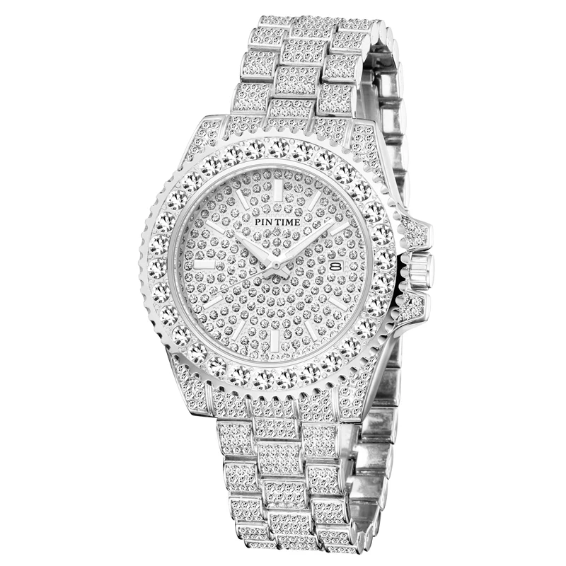 Bling Diamond Iced Out Watch Men Gold Stainless Steel Hip Hop Mens Watches Top Brand Luxury Clock Relogio Masculino Reloj Hombre
