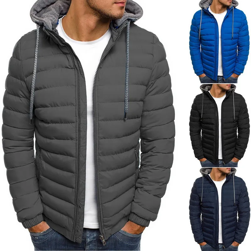 Seller Lightweight Warm Winter Jacket Men Parkas Men's Winter Jacket Solid Zipper Pocket Trench Cotton Hoody Parkas Male 2019 Clothing