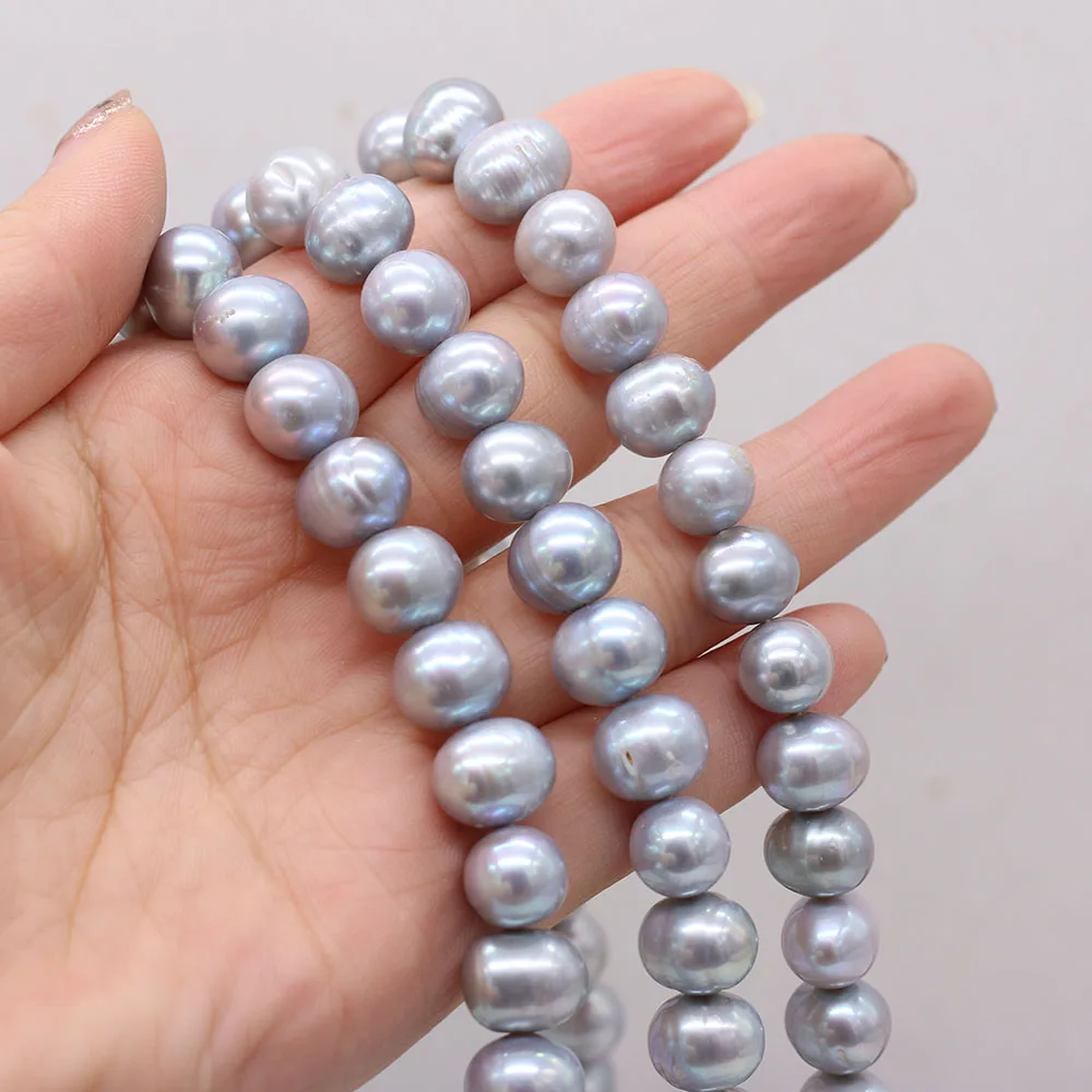 Natural Fresh Water Punch Pearl Gray Beads 10-11mm DIY for Jewelry Making Necklaces Accessories Bracelet Earrings Gift 36cm