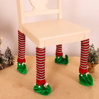 

4pcs/set Elastic Elves Table Chair Legs Feet Sock Sleeve Cover Floor Protector Christmas Xmas Gift Stockings
