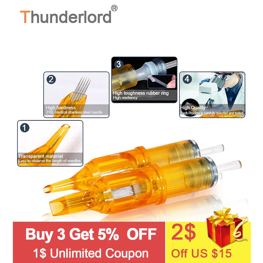 

100XDisposable Tattoo Needles RL RS M1 RM Cartridge Needle for Machine Pen Grip Cartridge Shader Liner Silicone Permanent Makeup