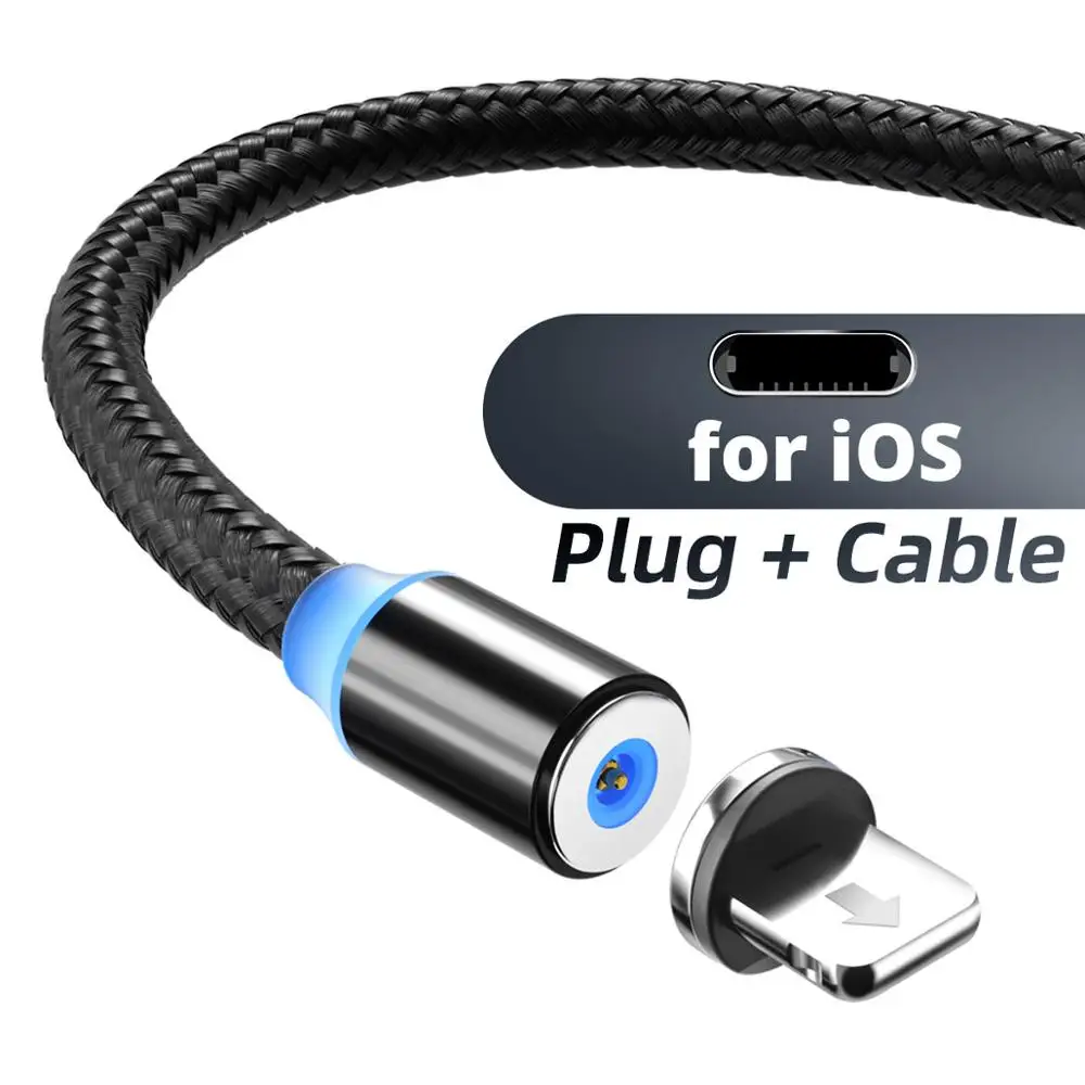 for iphone black ANKNDO Магнитный Micro USB кабель для Xiaomi Redmi Note 7 8 10pro USB C кабель для Umidigi F2 Магнитный зарядный кабель для Iphone шнур - Цвет: for iphone black