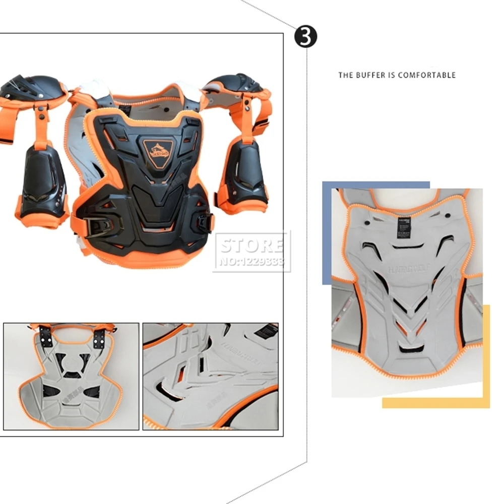 Men Body Armor Knee Pads Protector Motorcycle Armor Motocross ATV Dirt Bike Chest Back Pads Skating Cycling Off-Road Jacket