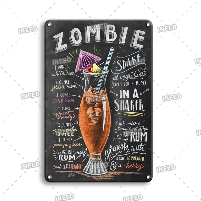 INEED Vintage Metal Tin Sign Decorations Gin & Tonic Cocktail Plate Decorative Poster Plaque Retro Bar Kitchen Home Wall Decor 10551