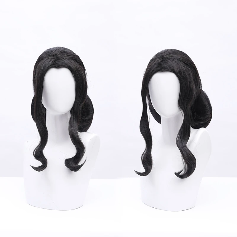 Wig Only Аниме Demon Slayer: Kimetsu no Yaiba Kibutsuji Muzan Косплей Костюм Полный комплект Азиатский размер цветочный черный кимоно косплей парик волосы - Цвет: Wig Only