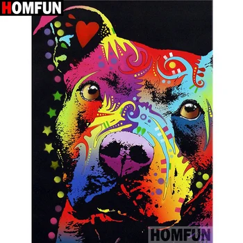 

HOMFUN 5D Diamond Painting Full Drill Diamond Embroidery "Color animal dog" Picture Of Rhinestone Handmade Home Decor A27291
