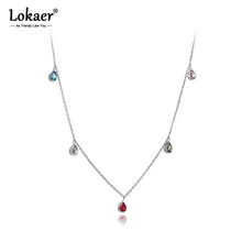 Lokaer, титана, нержавеющая сталь, Красочные капли воды, CZ Кристалл, колье, ожерелье s для женщин, девушек, богемное ожерелье с подвеской N19181