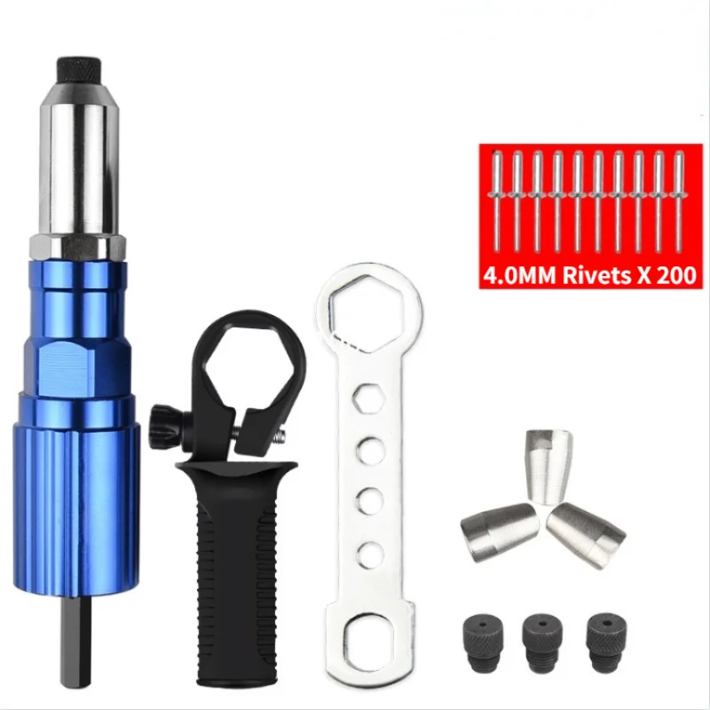 Electric Rivet Gun Riveter 2.4mm 4.8mm Rivet Nut Gun Drill adapter