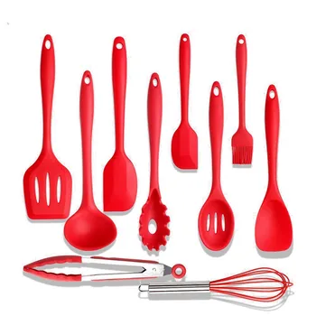 

New Silicone Spatula Kitchen Tools Utensil 10pcs Design Cooking Baking Cake Icing Mixing Tools Baking Caking Gadget Sets Kitchen