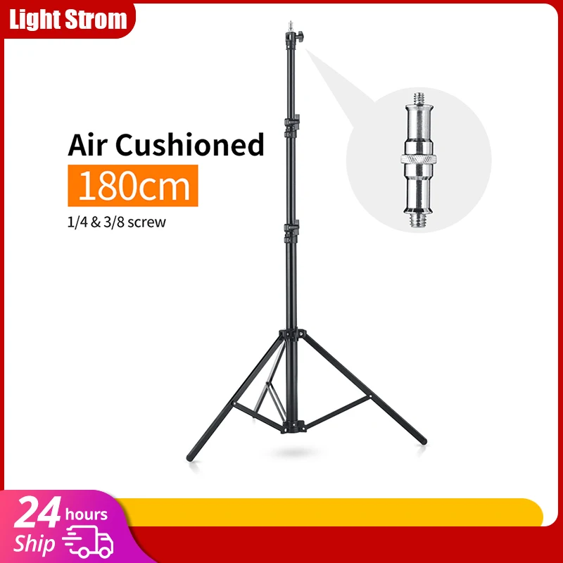 Quick installation 1.8 Meter / 5.9 ft Heavy Duty Impact Air Cushioned Video Studio Light Stand Telescopic Support in the Middle |