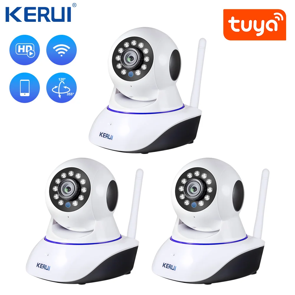 KERUI 3pc Tuya Wifi HD IP Camera  Wireless Home Security Cam Motion Detection etwork CCTV Surveillance Camera Night Vision