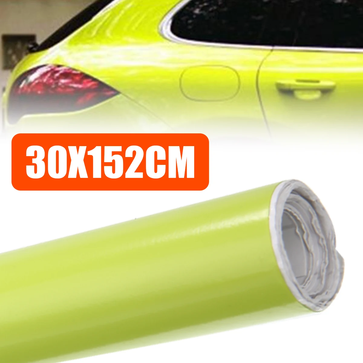 Mayitr 1pc 30x152cm Neon Yellow Car Vinyl Foil Film Bubble Free Car Wrap Roll Sticker Decal for Car Decoration