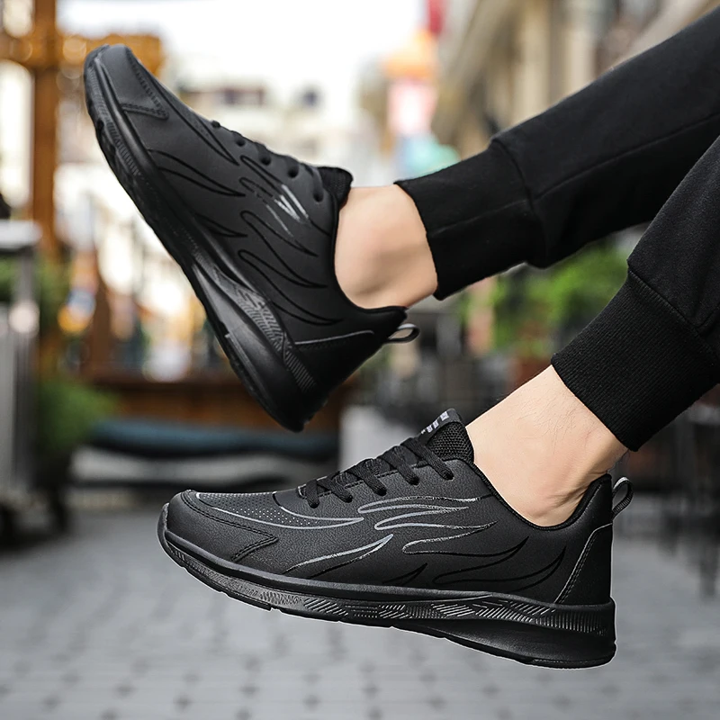 

Damyuan Men's Casual Shoes Light Breathable Non-slip Wearable Soft Outdoor Men Sport Shoes Leather Work Shoes Sneakers