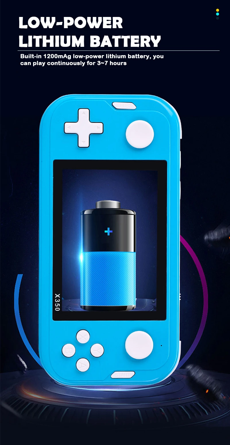 X350 Handheld Video Game Console Built-in 8600 portable Games Console 3.5 inch Screen Display 1200mAh battery Retro Game Player