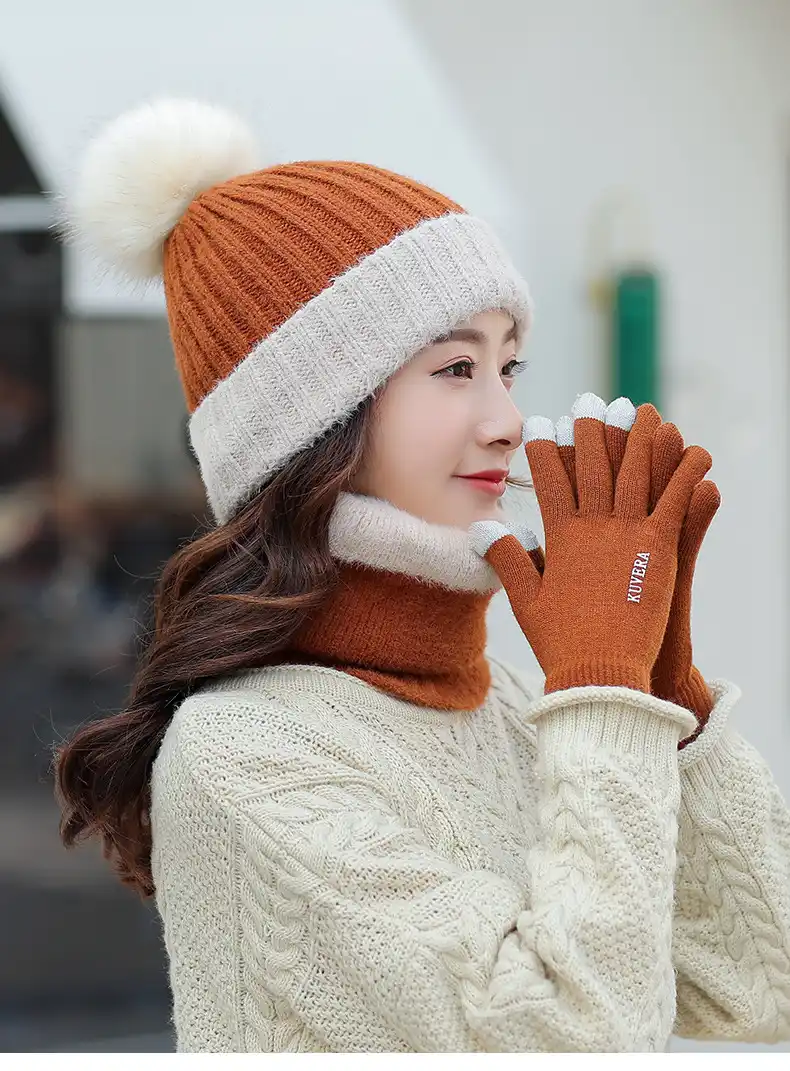 designer hat scarf and glove set