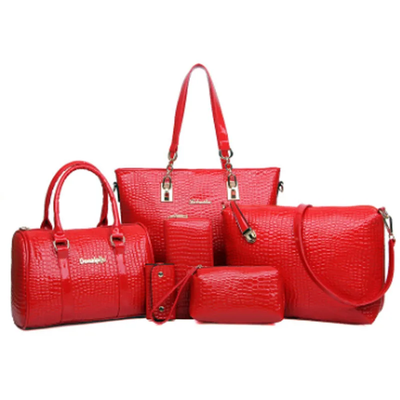 New European and American one - shoulder cross - carry mother-child bag - six - piece embossed crocodile - print female bag