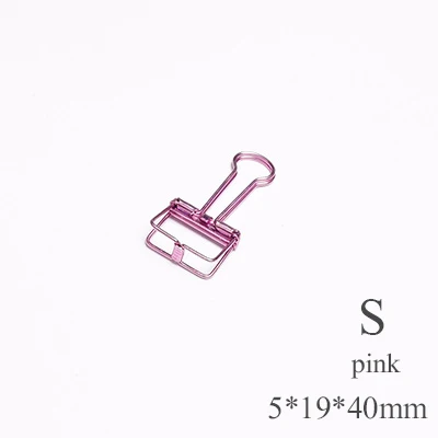 pink S Новинка, сплошной цвет, выдалбливают металлические скрепки, зажимы для заметок, букв, скрепки, канцелярские принадлежности, FOD - Цвет: pink S