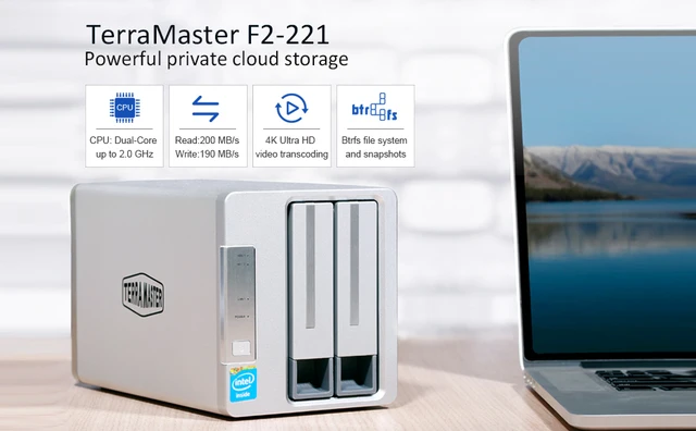 TerraMaster F2-221 NAS 2-Bay Server Network Storage Intel Dual 